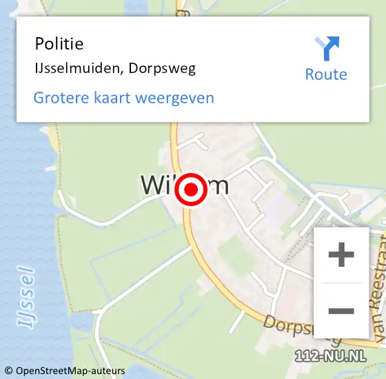 Locatie op kaart van de 112 melding: Politie IJsselmuiden, Dorpsweg op 7 december 2023 05:42