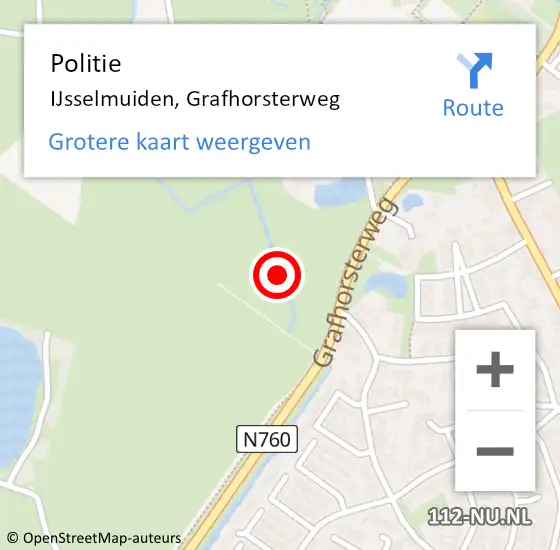 Locatie op kaart van de 112 melding: Politie IJsselmuiden, Grafhorsterweg op 7 december 2023 05:43