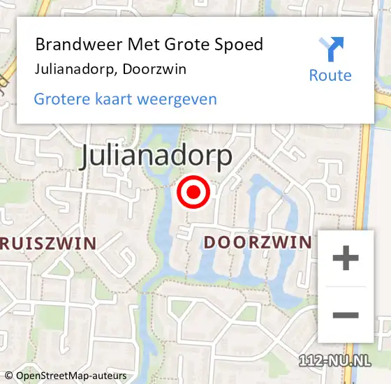 Locatie op kaart van de 112 melding: Brandweer Met Grote Spoed Naar Julianadorp, Doorzwin op 7 december 2023 05:55