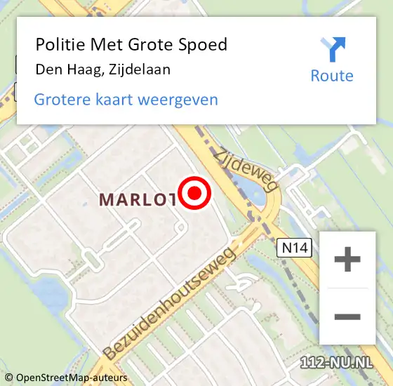 Locatie op kaart van de 112 melding: Politie Met Grote Spoed Naar Den Haag, Zijdelaan op 7 december 2023 06:40