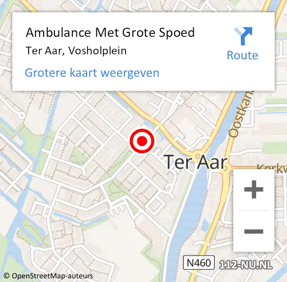 Locatie op kaart van de 112 melding: Ambulance Met Grote Spoed Naar Ter Aar, Vosholplein op 17 september 2014 17:07