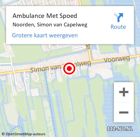 Locatie op kaart van de 112 melding: Ambulance Met Spoed Naar Noorden, Simon van Capelweg op 7 december 2023 07:14