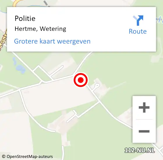 Locatie op kaart van de 112 melding: Politie Hertme, Wetering op 7 december 2023 07:19