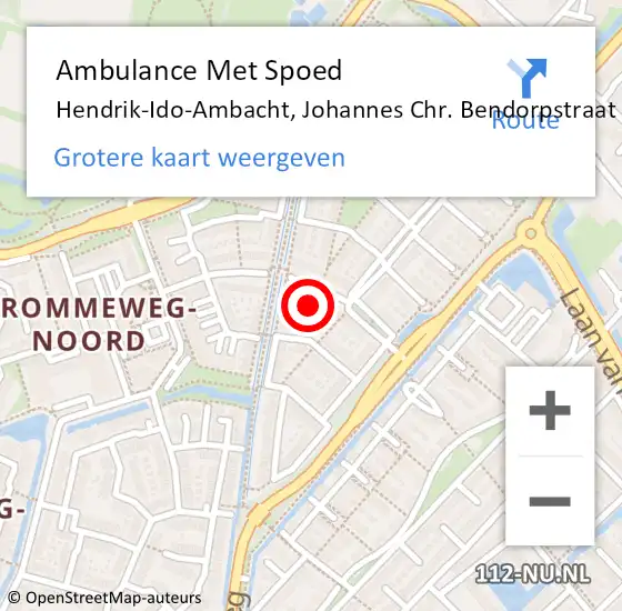 Locatie op kaart van de 112 melding: Ambulance Met Spoed Naar Hendrik-Ido-Ambacht, Johannes Chr. Bendorpstraat op 7 december 2023 07:28