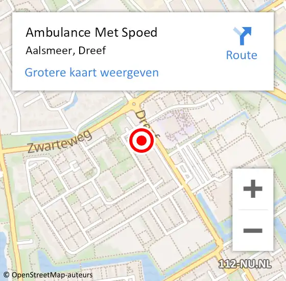 Locatie op kaart van de 112 melding: Ambulance Met Spoed Naar Aalsmeer, Dreef op 7 december 2023 07:58