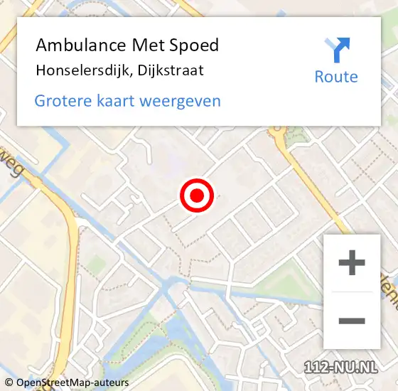 Locatie op kaart van de 112 melding: Ambulance Met Spoed Naar Honselersdijk, Dijkstraat op 7 december 2023 08:08