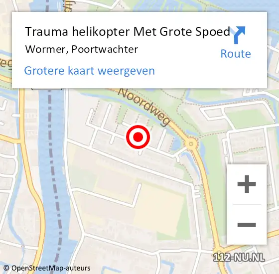 Locatie op kaart van de 112 melding: Trauma helikopter Met Grote Spoed Naar Wormer, Poortwachter op 7 december 2023 08:08