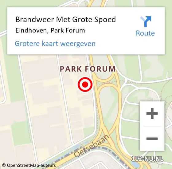 Locatie op kaart van de 112 melding: Brandweer Met Grote Spoed Naar Eindhoven, Park Forum op 7 december 2023 08:16