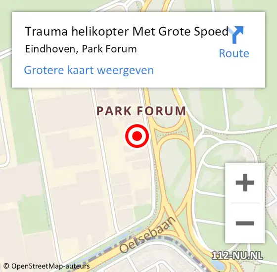 Locatie op kaart van de 112 melding: Trauma helikopter Met Grote Spoed Naar Eindhoven, Park Forum op 7 december 2023 08:17