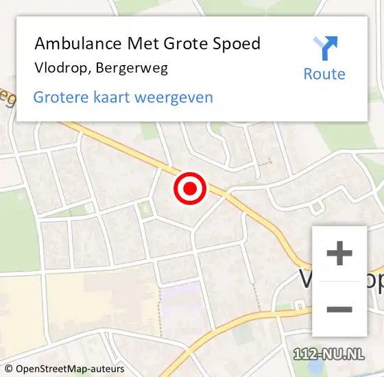 Locatie op kaart van de 112 melding: Ambulance Met Grote Spoed Naar Vlodrop, Bergerweg op 7 december 2023 08:50