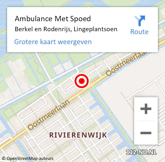 Locatie op kaart van de 112 melding: Ambulance Met Spoed Naar Berkel en Rodenrijs, Lingeplantsoen op 7 december 2023 08:54