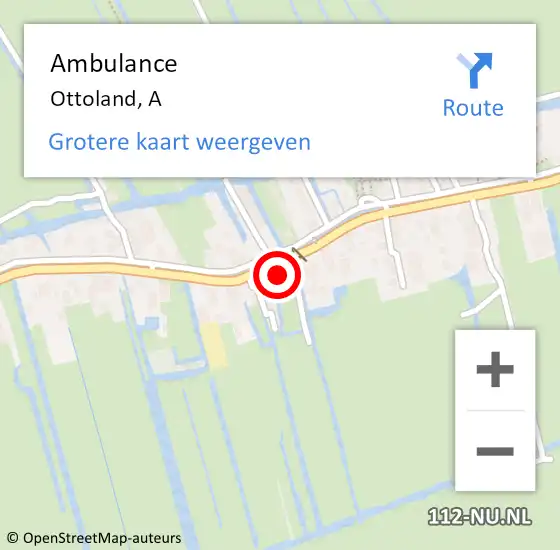 Locatie op kaart van de 112 melding: Ambulance Ottoland, A op 7 december 2023 09:22