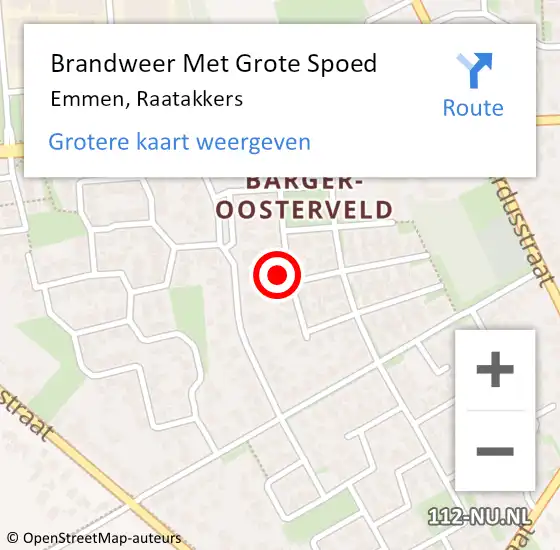 Locatie op kaart van de 112 melding: Brandweer Met Grote Spoed Naar Emmen, Raatakkers op 7 december 2023 09:31