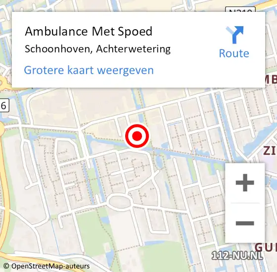 Locatie op kaart van de 112 melding: Ambulance Met Spoed Naar Schoonhoven, Achterwetering op 7 december 2023 09:51