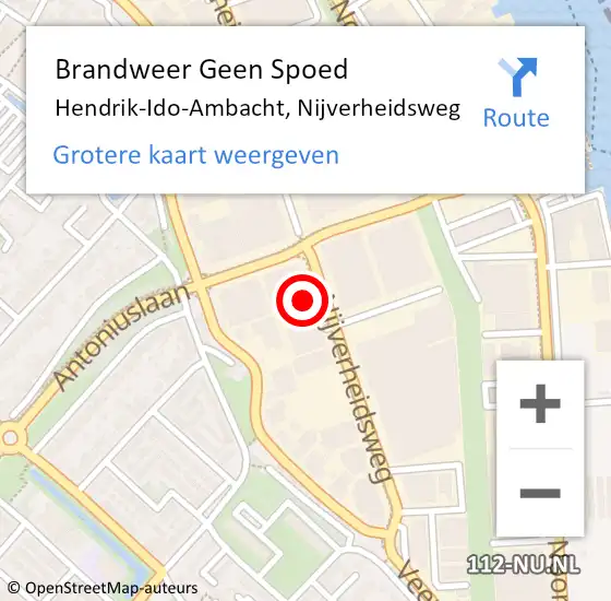 Locatie op kaart van de 112 melding: Brandweer Geen Spoed Naar Hendrik-Ido-Ambacht, Nijverheidsweg op 7 december 2023 09:55