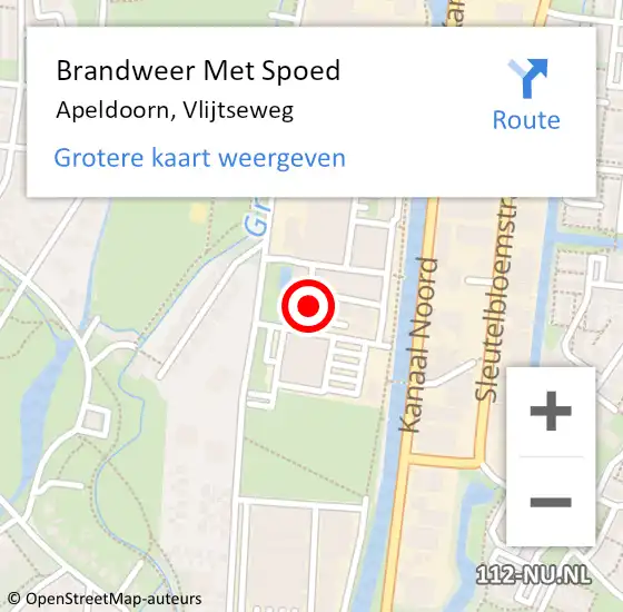 Locatie op kaart van de 112 melding: Brandweer Met Spoed Naar Apeldoorn, Vlijtseweg op 7 december 2023 09:55