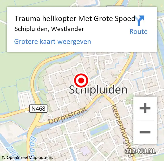 Locatie op kaart van de 112 melding: Trauma helikopter Met Grote Spoed Naar Schipluiden, Westlander op 7 december 2023 10:16