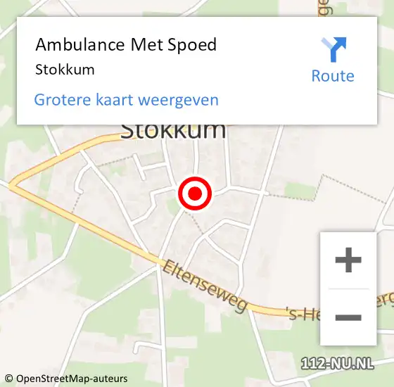 Locatie op kaart van de 112 melding: Ambulance Met Spoed Naar Stokkum op 7 december 2023 10:27