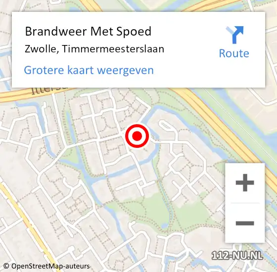 Locatie op kaart van de 112 melding: Brandweer Met Spoed Naar Zwolle, Timmermeesterslaan op 7 december 2023 10:37