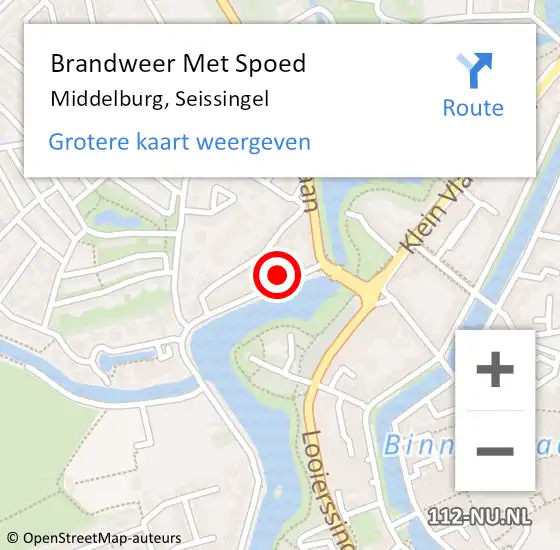 Locatie op kaart van de 112 melding: Brandweer Met Spoed Naar Middelburg, Seissingel op 7 december 2023 10:42