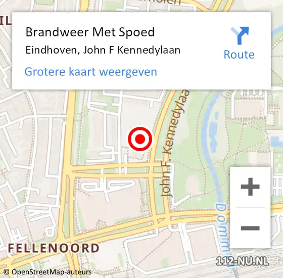 Locatie op kaart van de 112 melding: Brandweer Met Spoed Naar Eindhoven, John F Kennedylaan op 7 december 2023 10:59