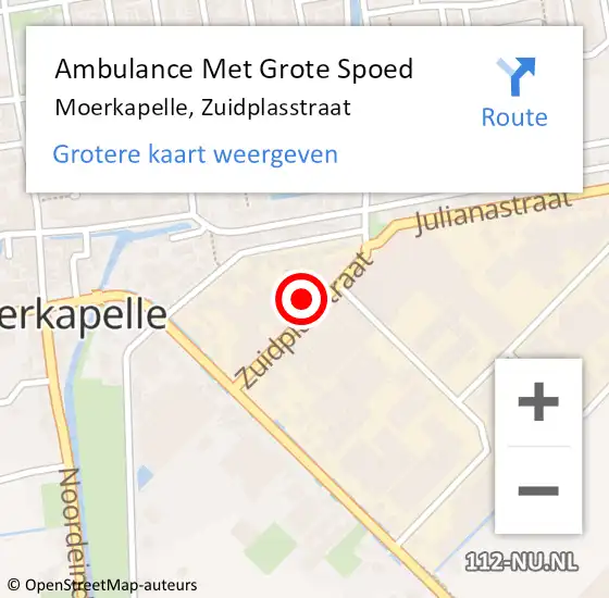 Locatie op kaart van de 112 melding: Ambulance Met Grote Spoed Naar Moerkapelle, Zuidplasstraat op 7 december 2023 11:00