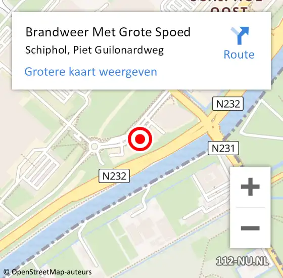 Locatie op kaart van de 112 melding: Brandweer Met Grote Spoed Naar Schiphol, Piet Guilonardweg op 7 december 2023 11:02