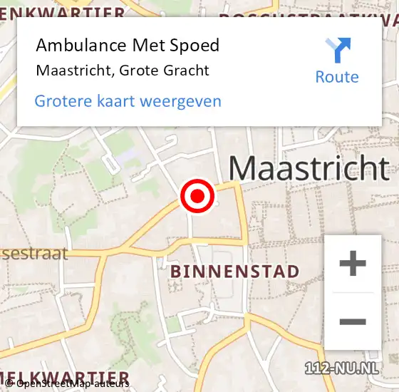Locatie op kaart van de 112 melding: Ambulance Met Spoed Naar Maastricht, Grote Gracht op 7 december 2023 11:05