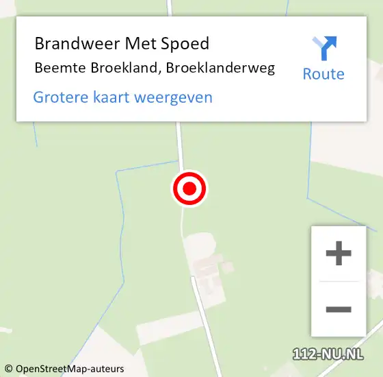 Locatie op kaart van de 112 melding: Brandweer Met Spoed Naar Beemte Broekland, Broeklanderweg op 7 december 2023 11:05