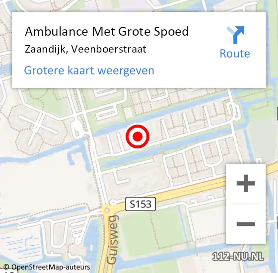 Locatie op kaart van de 112 melding: Ambulance Met Grote Spoed Naar Zaandijk, Veenboerstraat op 7 december 2023 11:18