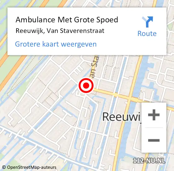 Locatie op kaart van de 112 melding: Ambulance Met Grote Spoed Naar Reeuwijk, Van Staverenstraat op 17 september 2014 17:36