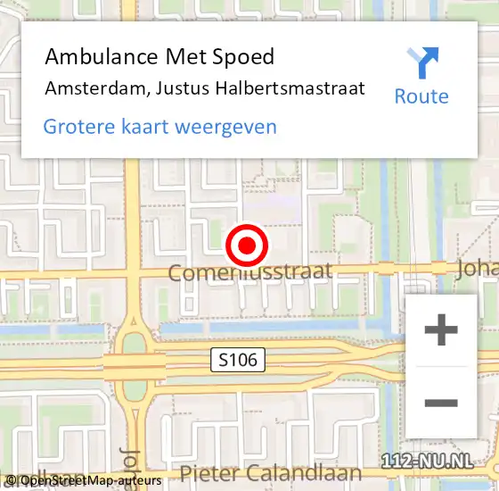 Locatie op kaart van de 112 melding: Ambulance Met Spoed Naar Amsterdam, Justus Halbertsmastraat op 7 december 2023 11:33