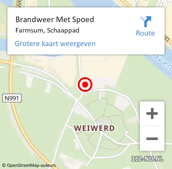 Locatie op kaart van de 112 melding: Brandweer Met Spoed Naar Farmsum, Schaappad op 7 december 2023 11:34