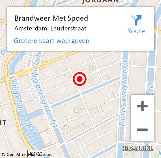 Locatie op kaart van de 112 melding: Brandweer Met Spoed Naar Amsterdam, Laurierstraat op 7 december 2023 11:36