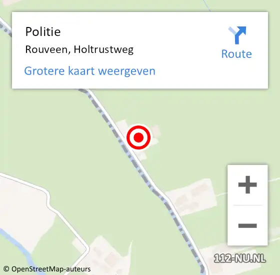 Locatie op kaart van de 112 melding: Politie Rouveen, Holtrustweg op 7 december 2023 12:14