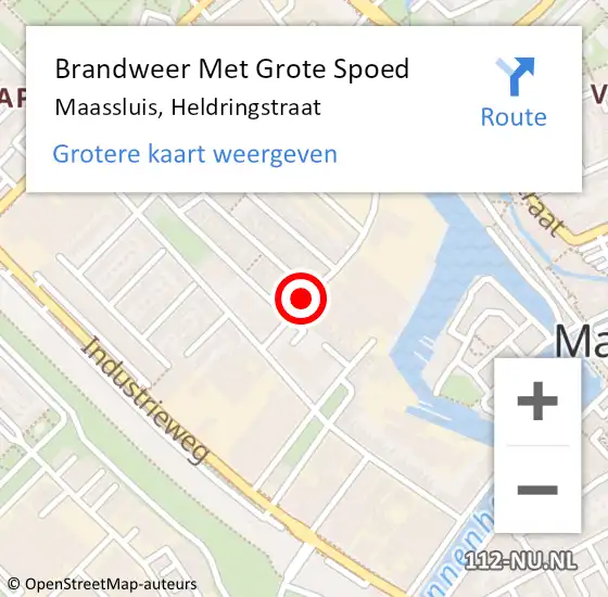 Locatie op kaart van de 112 melding: Brandweer Met Grote Spoed Naar Maassluis, Heldringstraat op 7 december 2023 12:17