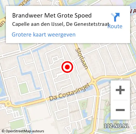 Locatie op kaart van de 112 melding: Brandweer Met Grote Spoed Naar Capelle aan den IJssel, De Genestetstraat op 7 december 2023 12:42