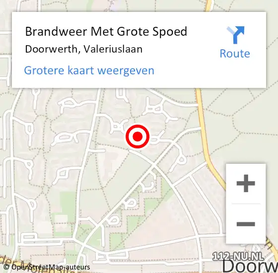 Locatie op kaart van de 112 melding: Brandweer Met Grote Spoed Naar Doorwerth, Valeriuslaan op 7 december 2023 12:58