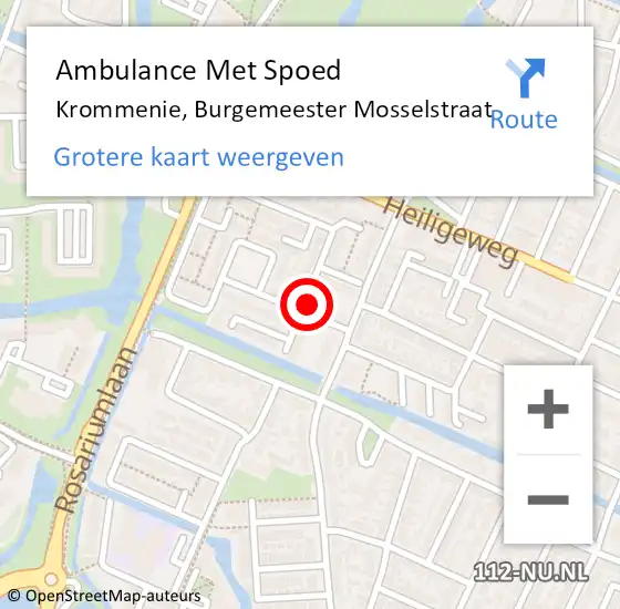 Locatie op kaart van de 112 melding: Ambulance Met Spoed Naar Krommenie, Burgemeester Mosselstraat op 7 december 2023 13:14