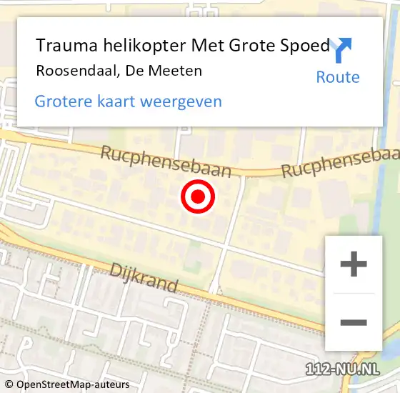 Locatie op kaart van de 112 melding: Trauma helikopter Met Grote Spoed Naar Roosendaal, De Meeten op 7 december 2023 13:24