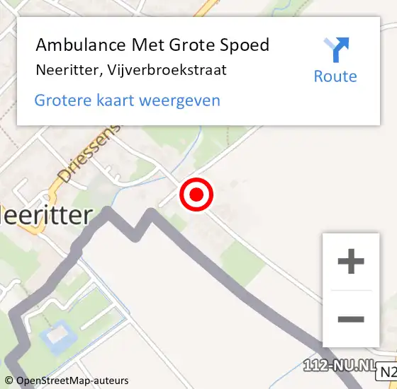 Locatie op kaart van de 112 melding: Ambulance Met Grote Spoed Naar Neeritter, Vijverbroekstraat op 7 december 2023 13:27