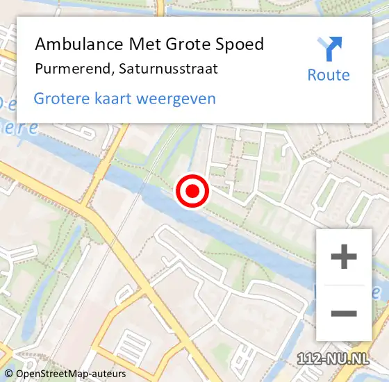 Locatie op kaart van de 112 melding: Ambulance Met Grote Spoed Naar Purmerend, Saturnusstraat op 7 december 2023 13:29