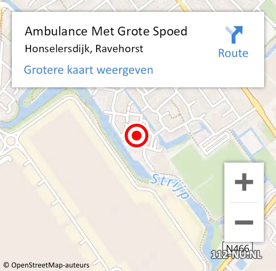 Locatie op kaart van de 112 melding: Ambulance Met Grote Spoed Naar Honselersdijk, Ravehorst op 17 september 2014 17:49