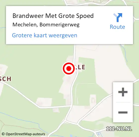 Locatie op kaart van de 112 melding: Brandweer Met Grote Spoed Naar Mechelen, Bommerigerweg op 7 december 2023 13:53