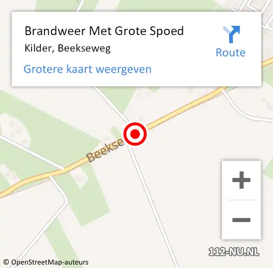 Locatie op kaart van de 112 melding: Brandweer Met Grote Spoed Naar Kilder, Beekseweg op 17 september 2014 17:51