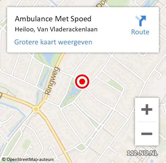 Locatie op kaart van de 112 melding: Ambulance Met Spoed Naar Heiloo, Van Vladerackenlaan op 17 september 2014 17:52