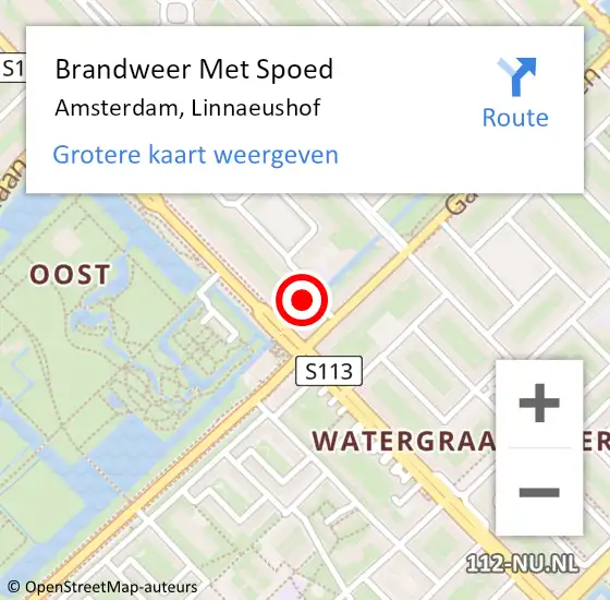 Locatie op kaart van de 112 melding: Brandweer Met Spoed Naar Amsterdam, Linnaeushof op 7 december 2023 14:10