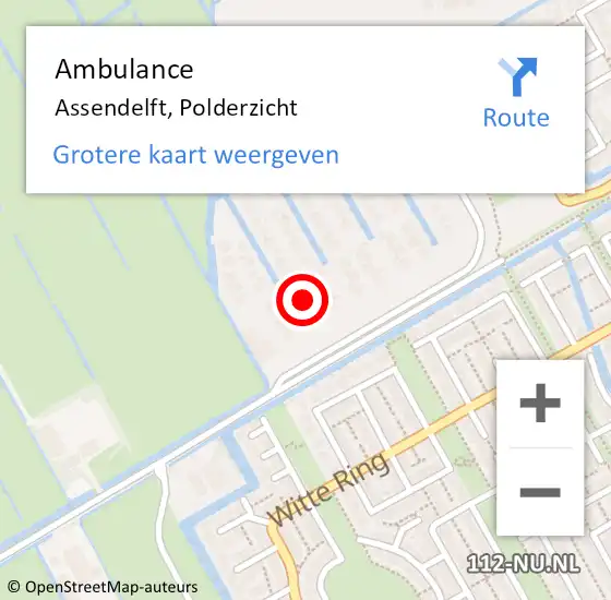 Locatie op kaart van de 112 melding: Ambulance Assendelft, Polderzicht op 7 december 2023 14:22