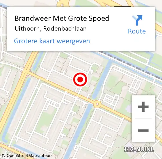 Locatie op kaart van de 112 melding: Brandweer Met Grote Spoed Naar Uithoorn, Rodenbachlaan op 7 december 2023 14:24