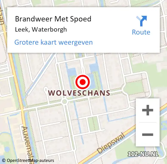 Locatie op kaart van de 112 melding: Brandweer Met Spoed Naar Leek, Waterborgh op 7 december 2023 14:24